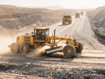 Motor grader on mining haul road